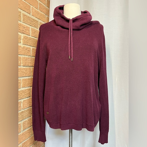 Lauren RL maroon waffle knit cowl neck sweater - XL - Picture 4 of 10